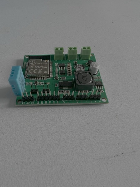 The ReAir smart vent's custom circuit board with an ESP32 module and a humidity sensor